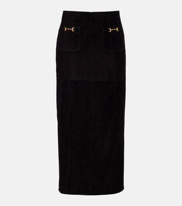 Edwina high-rise suede midi skirt | Rixo