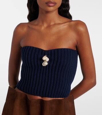 Embellished wool and cashmere crop top | Prada