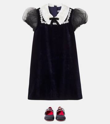 Robe à ornements en velours et tulle | Self-Portrait Kids