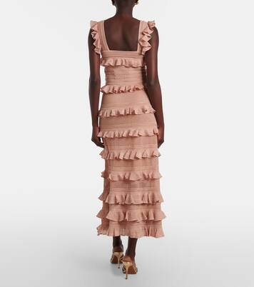 Rebellion ruffled lamé midi skirt | Zimmermann
