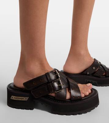 Mules Venom in pelle con plateau | Balenciaga