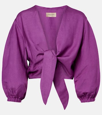 Linen-blend crop top | Adriana Degreas