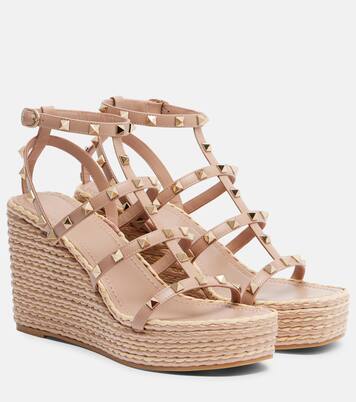 Rockstud leather wedge sandals | Valentino Garavani