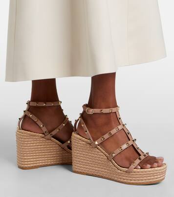 Rockstud leather wedge sandals | Valentino Garavani