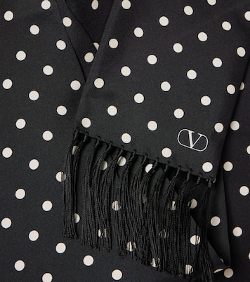 Fringed polka-dot silk scarf | Valentino