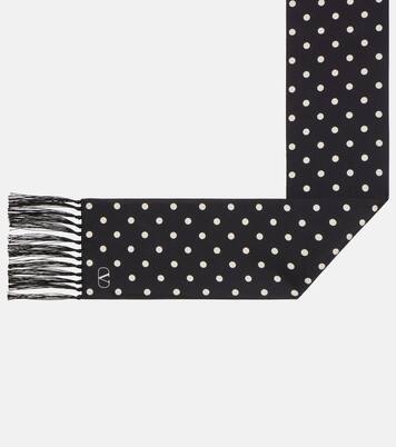 Fringed polka-dot silk scarf | Valentino