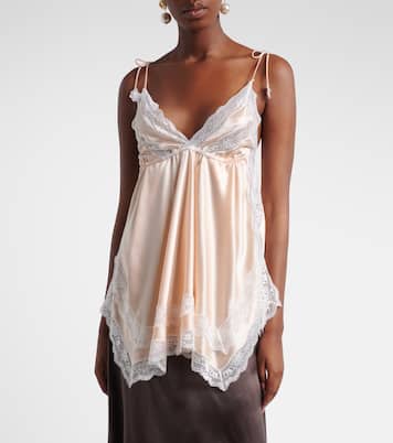 Top aus Seidensatin mit Spitze | Magda Butrym
