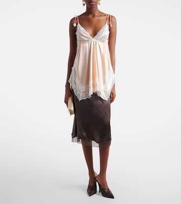 Top aus Seidensatin mit Spitze | Magda Butrym