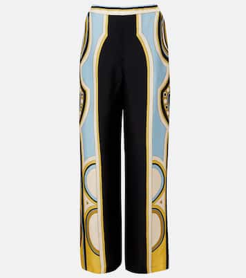 Club printed silk twill wide-leg pants | La DoubleJ