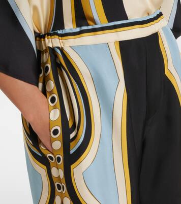 Club printed silk twill wide-leg pants | La DoubleJ