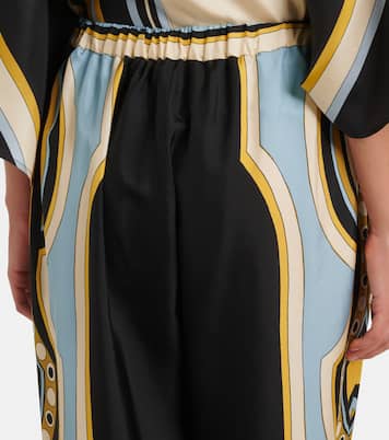 Club printed silk twill wide-leg pants | La DoubleJ