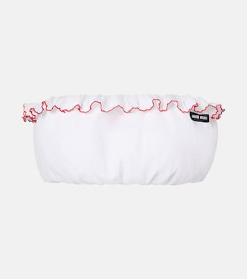 Scalloped cotton poplin bandeau top | Miu Miu