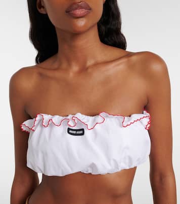 Scalloped cotton poplin bandeau top | Miu Miu
