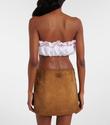 Scalloped cotton poplin bandeau top | Miu Miu