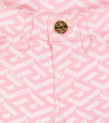 La Greca print cotton denim shorts | Versace Kids