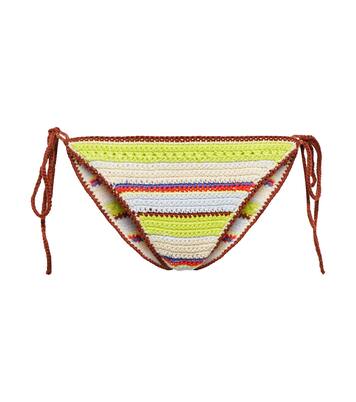 Culotte de bikini rayée en crochet de coton | Ganni