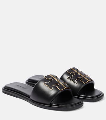 Pantoletten Double T aus Leder | Tory Burch
