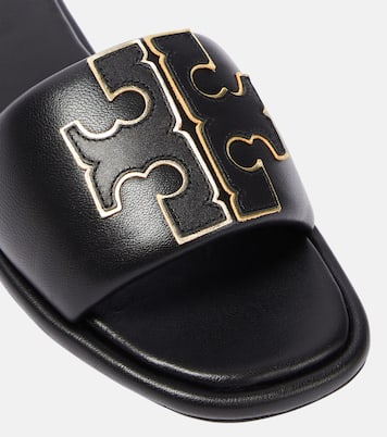 Pantoletten Double T aus Leder | Tory Burch