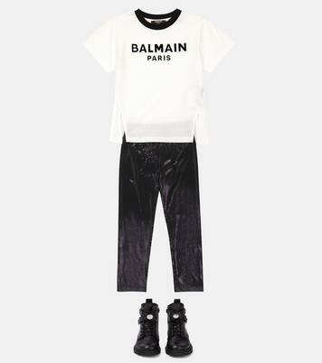 Stivali in pelle con logo | Balmain Kids