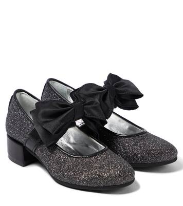 Bow-trimmed glitter ballet flats | Monnalisa