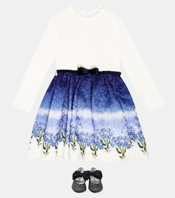 Bow-trimmed glitter ballet flats | Monnalisa