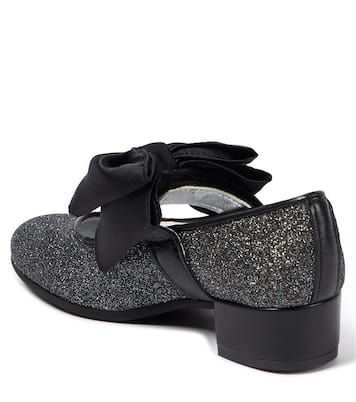 Bow-trimmed glitter ballet flats | Monnalisa