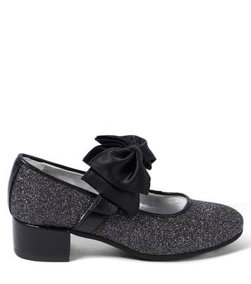 Bow-trimmed glitter ballet flats | Monnalisa
