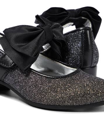 Bow-trimmed glitter ballet flats | Monnalisa