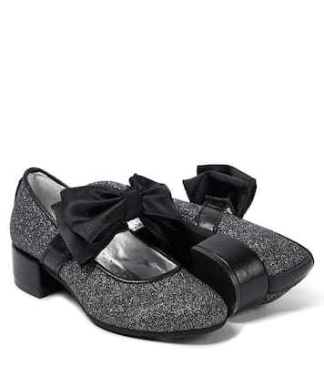 Bow-trimmed glitter ballet flats | Monnalisa