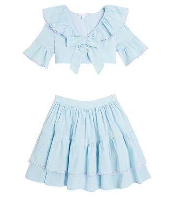 Bow-detail poplin shirt and skirt set | Patachou