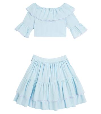 Bow-detail poplin shirt and skirt set | Patachou