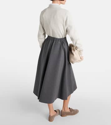Cotton-blend midi skirt | Brunello Cucinelli