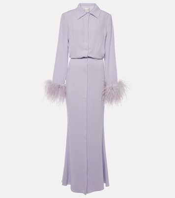 Robe longue en satin à plumes | Roland Mouret