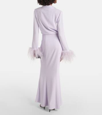 Robe longue en satin à plumes | Roland Mouret