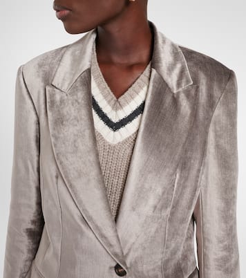 Blazer de terciopelo de mezcla de algodón | Brunello Cucinelli