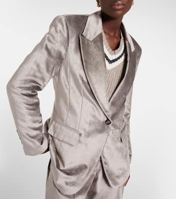 Blazer de terciopelo de mezcla de algodón | Brunello Cucinelli