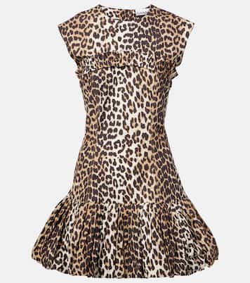 Leopard-print cotton corset dress | Ganni