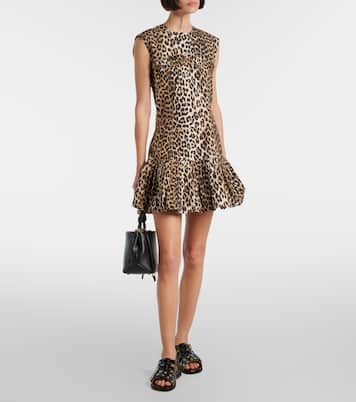 Leopard-print cotton corset dress | Ganni