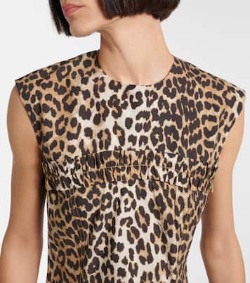Leopard-print cotton corset dress | Ganni