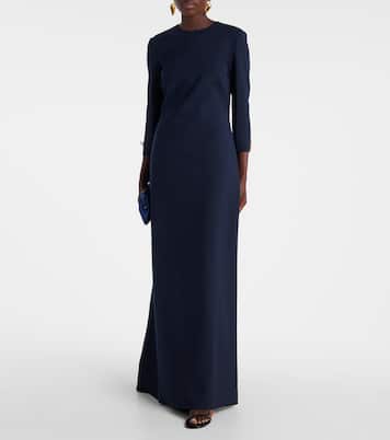 Embellished open-back wool-blend kaftan | Oscar de la Renta