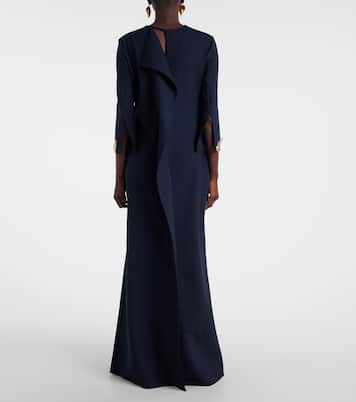 Embellished open-back wool-blend kaftan | Oscar de la Renta