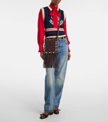 Nellcôte Small fringed suede shoulder bag | Valentino Garavani