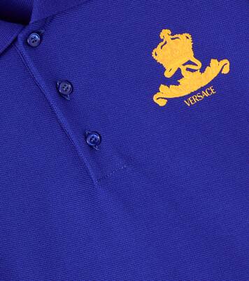Logo cotton piqué polo shirt | Versace Kids