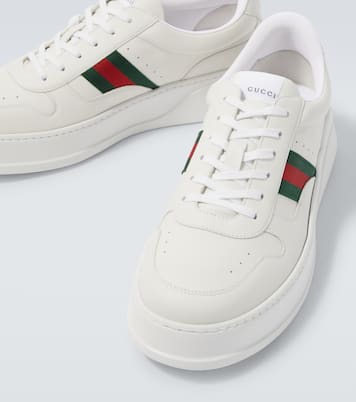 Web Stripe leather sneakers  | Gucci