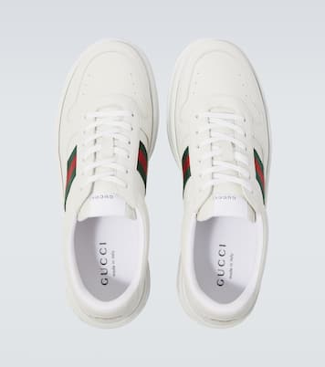 Web Stripe leather sneakers  | Gucci