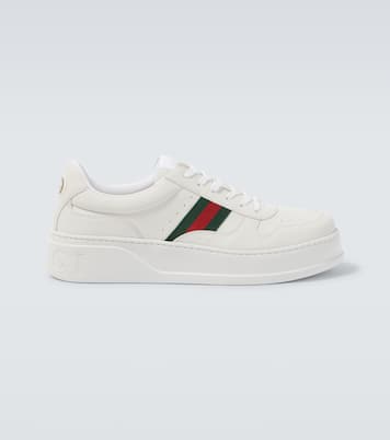 Web Stripe leather sneakers  | Gucci