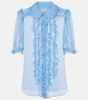 Ruffled semi-sheer silk blouse | Dolce&Gabbana