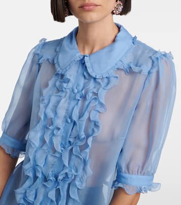 Ruffled semi-sheer silk blouse | Dolce&Gabbana
