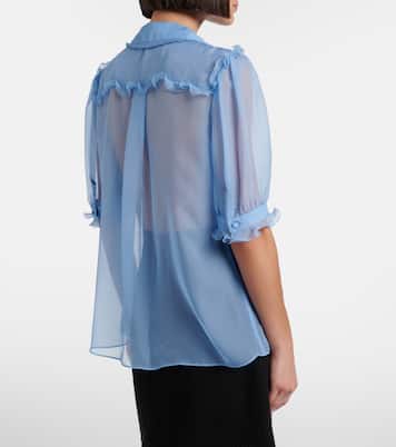 Ruffled semi-sheer silk blouse | Dolce&Gabbana