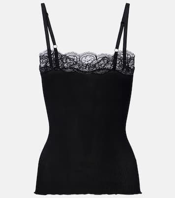 Lace-trimmed silk jersey tank top | Saint Laurent